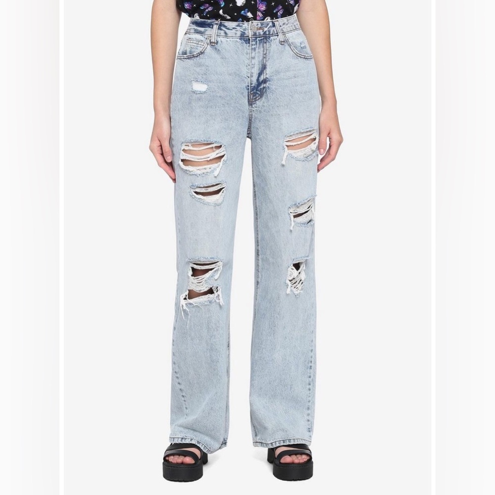 Hot Topic Love Revival - Vintage Destructed Wide Leg Jeans - Size 11 - New